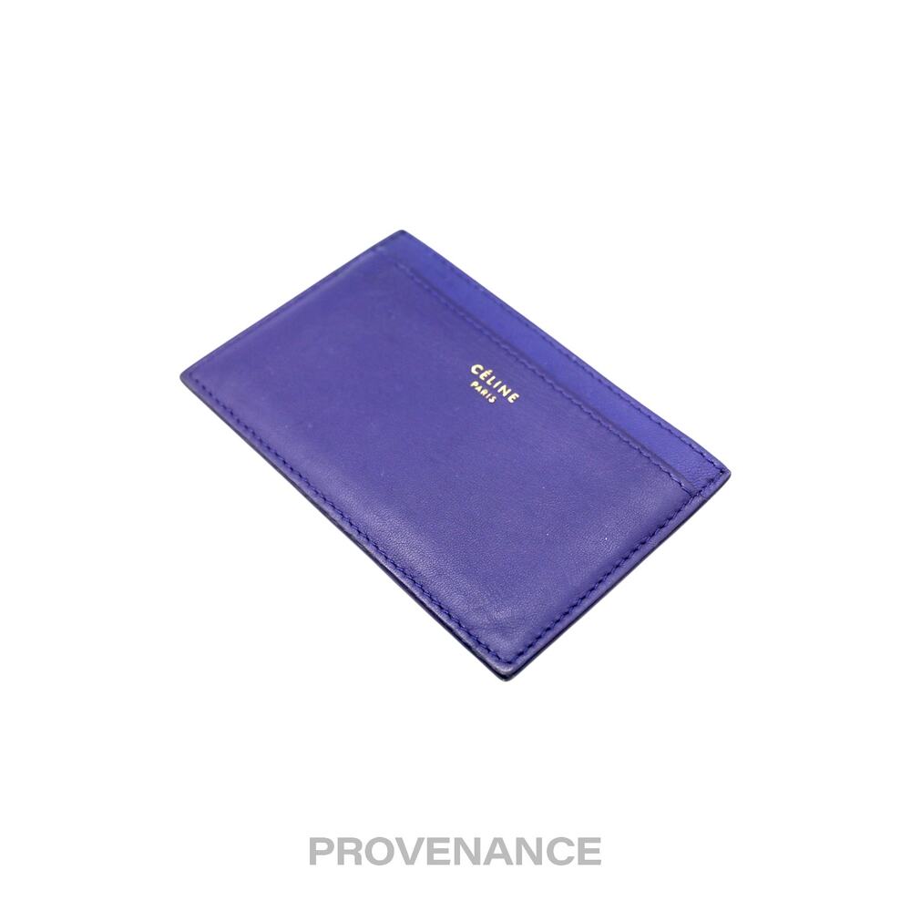 🔴 Celine Logo Card Holder Wallet - Two-Tone Blue Tan - Picture 3 of 7